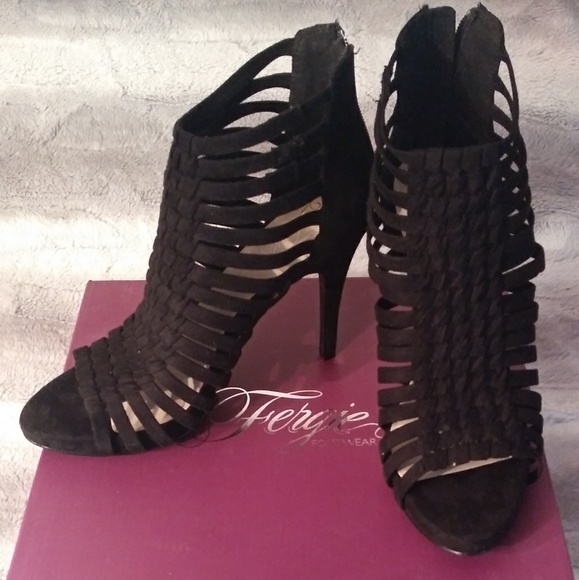 Black Strappy Heels by Fergie - Picture 1 of 6